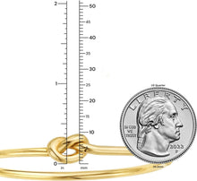 Load image into Gallery viewer, Italian 14k Yellow Gold 9.5mm Puffed Wire Love Knot Bangle Bracelet, 7 Inch
