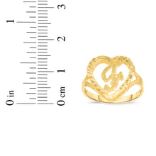 Load image into Gallery viewer, 10k Yellow Gold 15mm Heart Shape Letters A-Z Initial Ring Size 4-9
