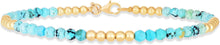 Load image into Gallery viewer, Italian 14k Yellow Gold Alternating 3.5mm Natural Turquoise Bead Link Bracelet, 7 Inch
