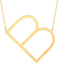 Load image into Gallery viewer, 14k Yellow Gold 1.5&quot; Extra Large Angled Alphabet Letter A - Z Initial Charm Pendant with Chain Necklace
