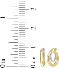Load image into Gallery viewer, 14k Two-Tone Gold 10mm Interlocked Hoop Earrings
