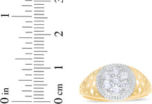 Load image into Gallery viewer, 10k Yellow Gold 11mm Two-Tone Flower CZ Openwork Ring, Sizes 5 - 13
