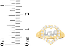 Load image into Gallery viewer, 10k Yellow Gold 13mm Heart CZ Two-Tone Love Ring, Sizes 4 - 10
