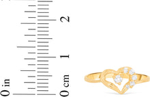 Load image into Gallery viewer, 10k Yellow Gold 7mm CZ Intricate Curved Open Heart Ring, Sizes 4 - 10
