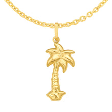 Load image into Gallery viewer, 14k Yellow Gold 31mm Polished Palm Tree with Optional Chain Pendant Charm
