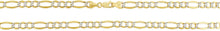 Load image into Gallery viewer, 10k Two-Tone Gold 6.5mm Lite Pave Diamond Cut Figaro Chain Link Bracelet or Anklet, 8", 9" or 10 Inch

