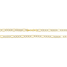Load image into Gallery viewer, 14k Yellow Gold and White Gold 7mm Solid Two-Tone Pave Figaro Chain Necklace

