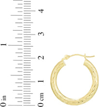 Load image into Gallery viewer, 14k Yellow Gold 3mm Diamond Cut Tube Hoop Earrings
