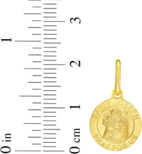 Load image into Gallery viewer, Italian 14k Yellow Gold 12mm Saint St. Joseph San Jose Pray For Us Medallion Religious Charm Pendant with Optional Necklace,  16-17-18 Inch
