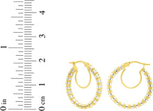 Load image into Gallery viewer, 14k Yellow Gold and White Gold 20mm Iced Round Hoops Earrings
