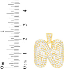 Load image into Gallery viewer, 10k Yellow Gold 0.7&quot; Pave CZ Personalized Bubble Alphabet Letter A - Z Initial Charm Pendant with optional Chain Necklace
