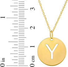 Load image into Gallery viewer, 14k Yellow Gold 0.6&quot; Disc Alphabet Letter A - Z Initial Charm Pendant with Extendable Adjustable Chain Necklace

