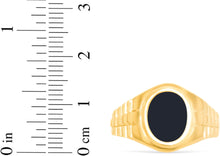 Load image into Gallery viewer, 10k Yellow Gold 14.6mm Oval Onyx Railroad Ring, Sizes 5-13
