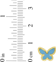 Load image into Gallery viewer, 14k Yellow Gold 8mm Turquoise, Malachite or Mother of Pearl Butterfly Studs Gemstone Earrings
