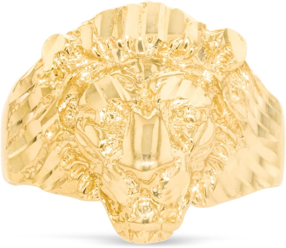 10k Yellow Gold 18.2mm Panther Lioness Ring, Sizes 4-12.5