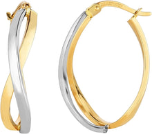 Load image into Gallery viewer, 14k Two-Tone Gold 26mm Twisted Hoop Earrings
