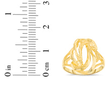 Load image into Gallery viewer, 10k Yellow Gold 15.5mm Wave Swirl Openwork Filigree Ring
