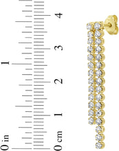 Load image into Gallery viewer, 14k Yellow Gold 38.2mm x 4.9mm CZ Cascade Drop Earrings
