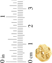 Load image into Gallery viewer, 10k Yellow Gold 10mm Textured &amp; Polished Love Knot Stud Earrings
