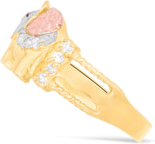 Load image into Gallery viewer, 10k Yellow Gold 9mm Ruby Eye CZ Elephant Tri-Tone Ring, Sizes 4 - 9.5
