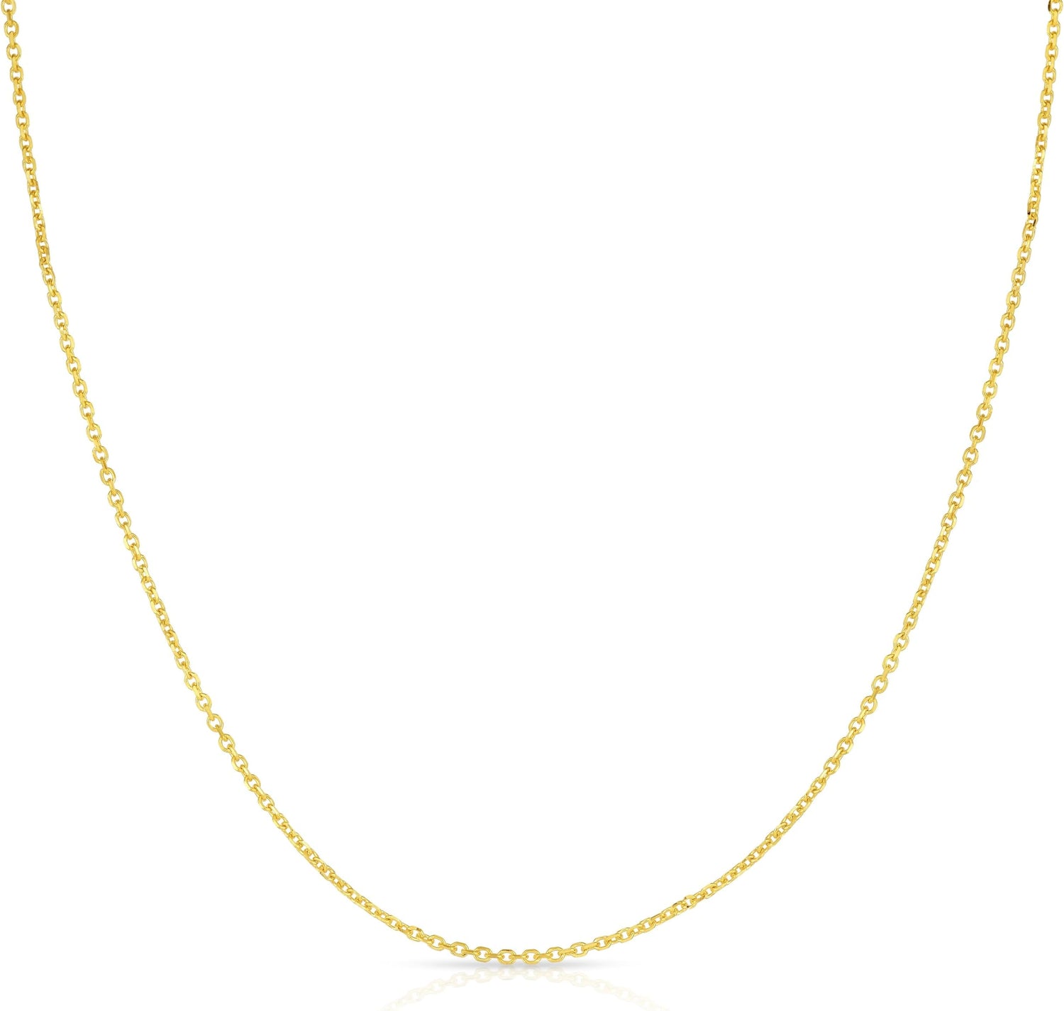 14k Yellow Gold or White Gold or Rose Gold 1.3mm Solid Diamond Cut Cable Chain Necklace
