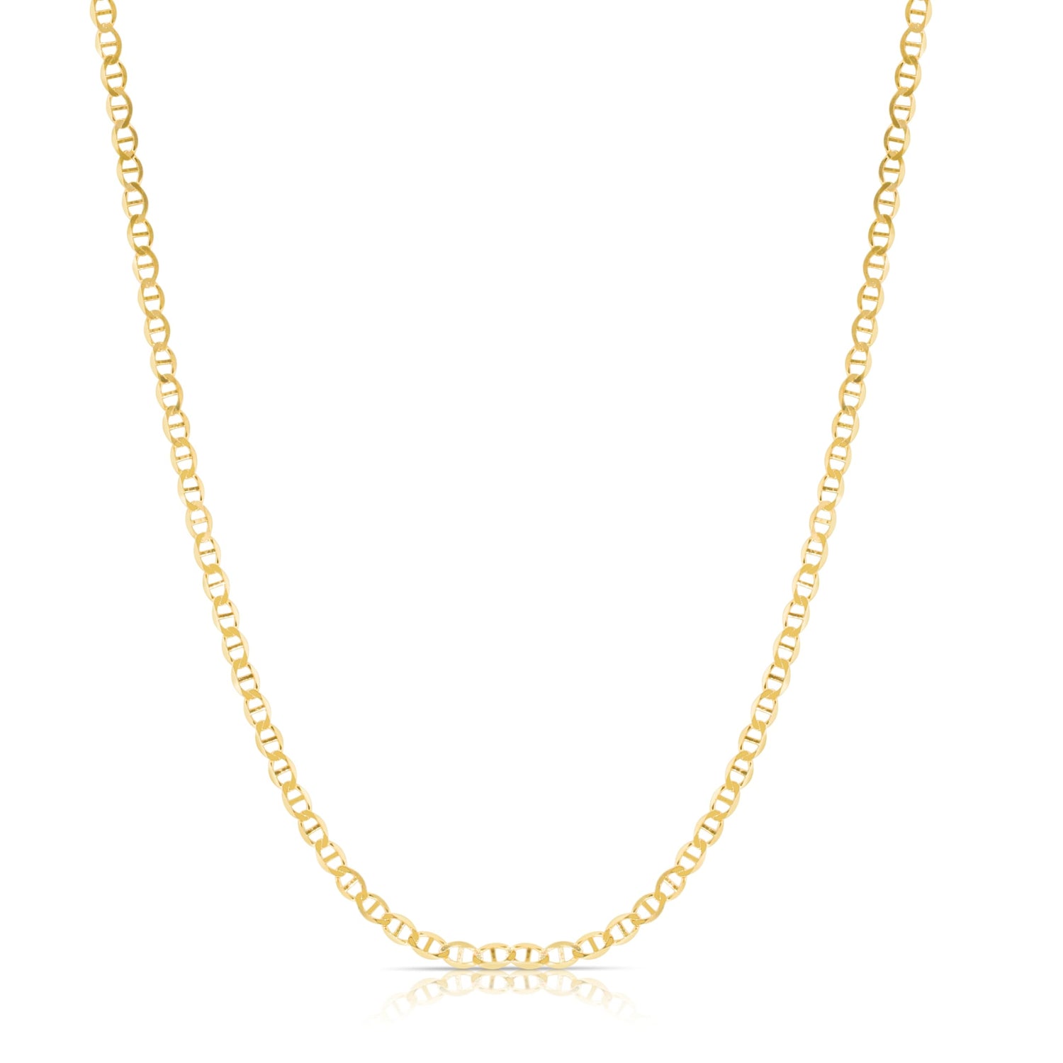 10k Yellow Gold 4mm Solid Mariner Link Chain Necklace