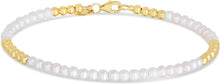 Load image into Gallery viewer, Italian 14k Yellow Gold 2mm Bead &amp; Freshwater Pearl Link Bracelet, 7 Inch
