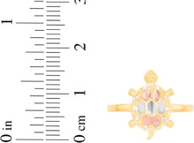 Load image into Gallery viewer, 10k Yellow Gold 15mm CZ Turtle Tri-Tone Ring, Sizes 4 - 9.5
