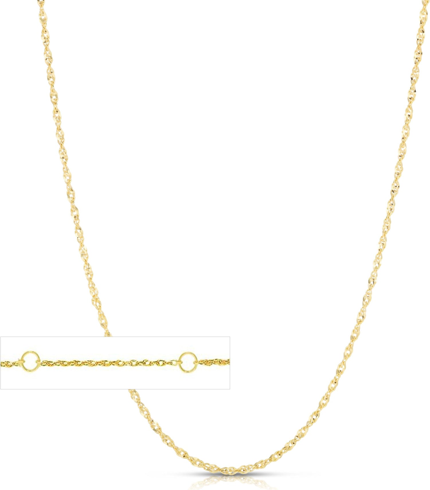 14k Yellow Gold or White Gold 0.85mm Double Extendable Solid Classic Rope Chain Adjustable Necklace, 16