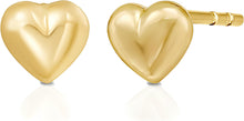 Load image into Gallery viewer, 14k Yellow Gold 3.9mm Flat Back Mini Puffed Heart Stud Earrings
