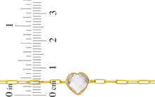 Load image into Gallery viewer, Floreo 14k Yellow Gold Paperclip Chain Heart Gemstone Bracelet 7 Inch
