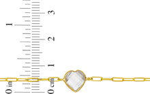 Load image into Gallery viewer, Floreo 14k Yellow Gold Paperclip Chain Heart Gemstone Bracelet 7 Inch
