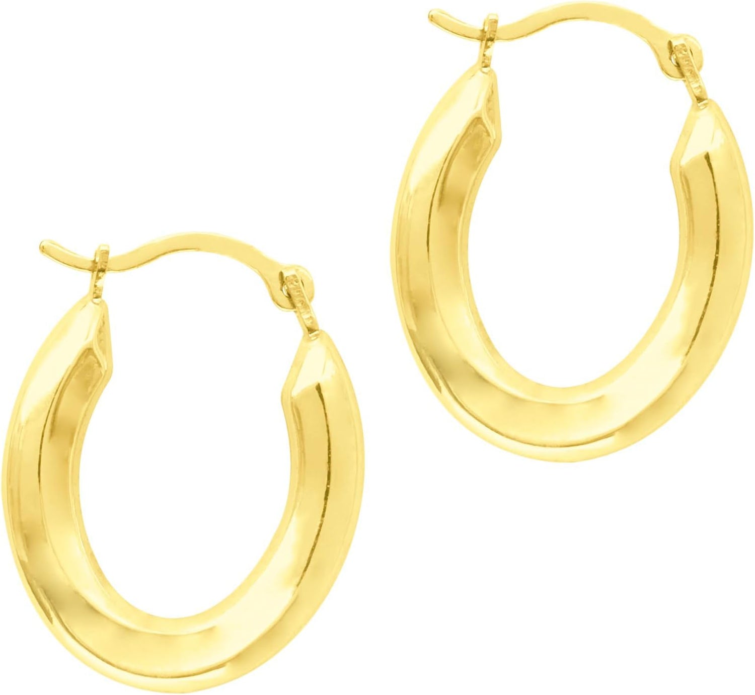 14k Yellow Gold 13mm Oval Back to Back Hoop Earrings
