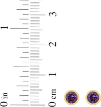 Load image into Gallery viewer, 14k Yellow Gold 5mm Round Birthstone Stud Earrings (Garnet, Amethyst, Aquamarine, White Topaz, Emerald, Moonstone, Ruby, Peridot, Blue Sapphire, Pink Sapphire, Citrine, Sky Blue Topaz)

