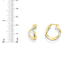 Load image into Gallery viewer, 14k Yellow Gold and White Gold 22mm Mini Freeform Double Hoop Earrings
