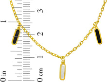 Load image into Gallery viewer, 14k Yellow Gold Cable Chain Gemstone Inlay Station Necklace, 18 Inch with 2" Extender
