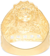 Load image into Gallery viewer, 10k Yellow Gold 24mm Jesus Face Two-Tone CZ Last Supper Ring, Sizes 5-13
