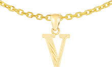 Load image into Gallery viewer, 10k Yellow Gold 0.45&quot; Personalized Lighting Alphabet Letter A - Z Initial Charm Pendant with optional Extendable Chain Necklace
