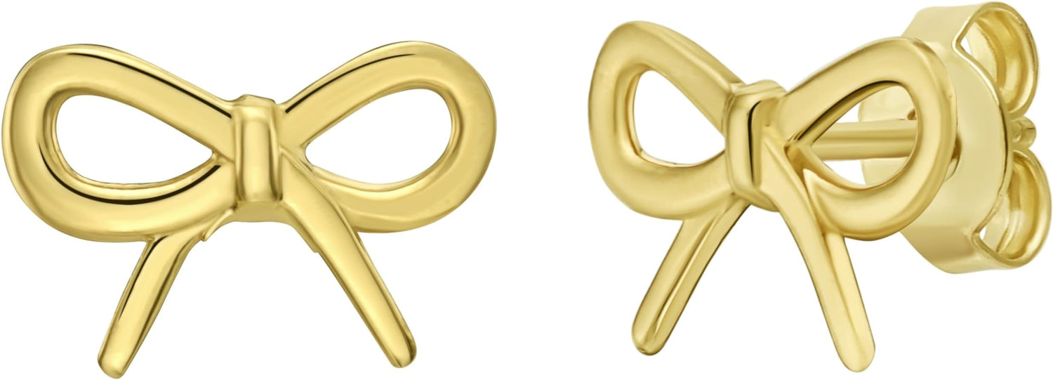 14k Yellow Gold 7.8mm x 11.6mm Bow Earrings