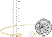 Load image into Gallery viewer, 14k Yellow Gold .035cttw Diamond and Freshwater Pearl 2mm Open Cuff Bangle Bracelet
