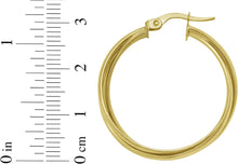 Load image into Gallery viewer, 14k Yellow Gold 29.6mm x 5.6mm or 25.6mm x 4.9mm Interlocking Trinity Hoop Earrings
