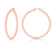 Load image into Gallery viewer, 14k Rose Gold 3mm x 15mm High Polish Round Tube Hoop Earrings
