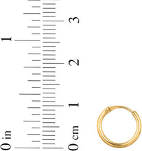 Load image into Gallery viewer, 14k Yellow Gold, White Gold or Rose Gold 1mm x 10mm Endless Huggie Hoop Earrings
