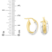 Load image into Gallery viewer, 14k Yellow Gold and White Gold 18mm Small Oval Double Row Hoop Earrings

