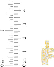 Load image into Gallery viewer, 10k Yellow Gold 0.5&quot; Pave CZ Personalized Bubble Alphabet Letter A - Z Initial Charm Pendant with optional Chain Necklace
