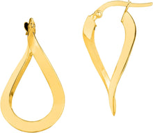 Load image into Gallery viewer, 14k Yellow Gold or White Gold 29mm Teardrop Twist Freeform Earrings

