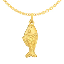 Load image into Gallery viewer, 14k Yellow Gold 26.3mm Polished Fish with Optional Chain Pendant Charm
