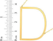 Load image into Gallery viewer, 14k Yellow Gold 1.5&quot; Extra Large Angled Alphabet Letter A - Z Initial Charm Pendant with Chain Necklace

