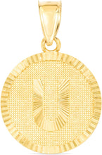 Load image into Gallery viewer, 10k Yellow Gold 0.63&quot; Personalized Medallion Alphabet Letter A - Z Initial Charm Pendant with optional Extendable Chain Necklace
