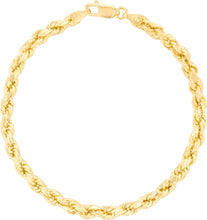 Load image into Gallery viewer, 10k Yellow Gold 4mm Diamond Cut Lite Rope Chain Bracelet or Anklet

